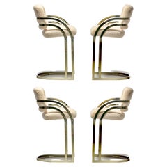 Vintage Set of 4 Design Institute of America Brass Stools in the Style of Milo Baughman