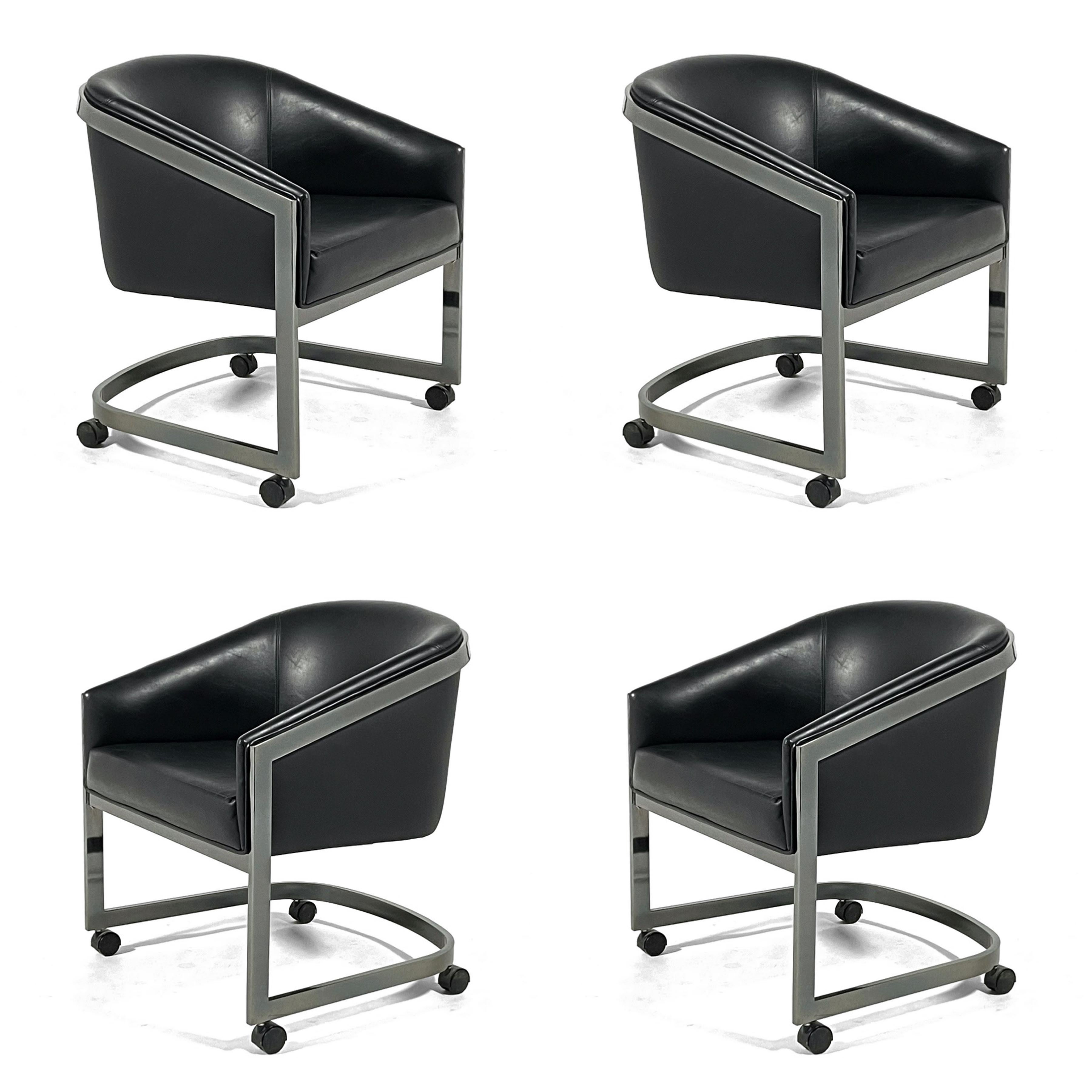 Steel Set of 4 Design Institute America Barrel Back Chairs For Sale