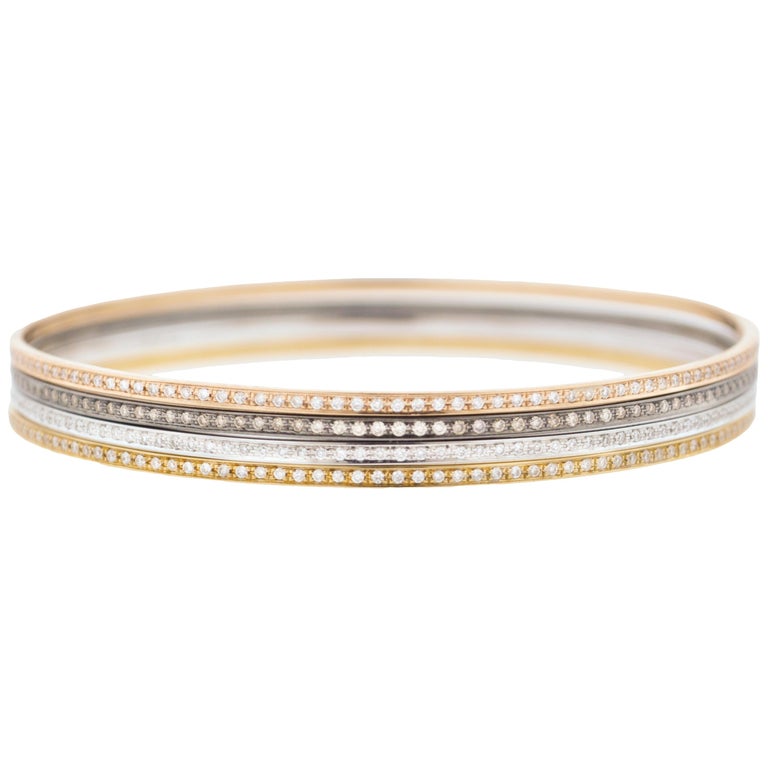 Set of 4 Diamond and Gold Bangles For Sale at 1stDibs