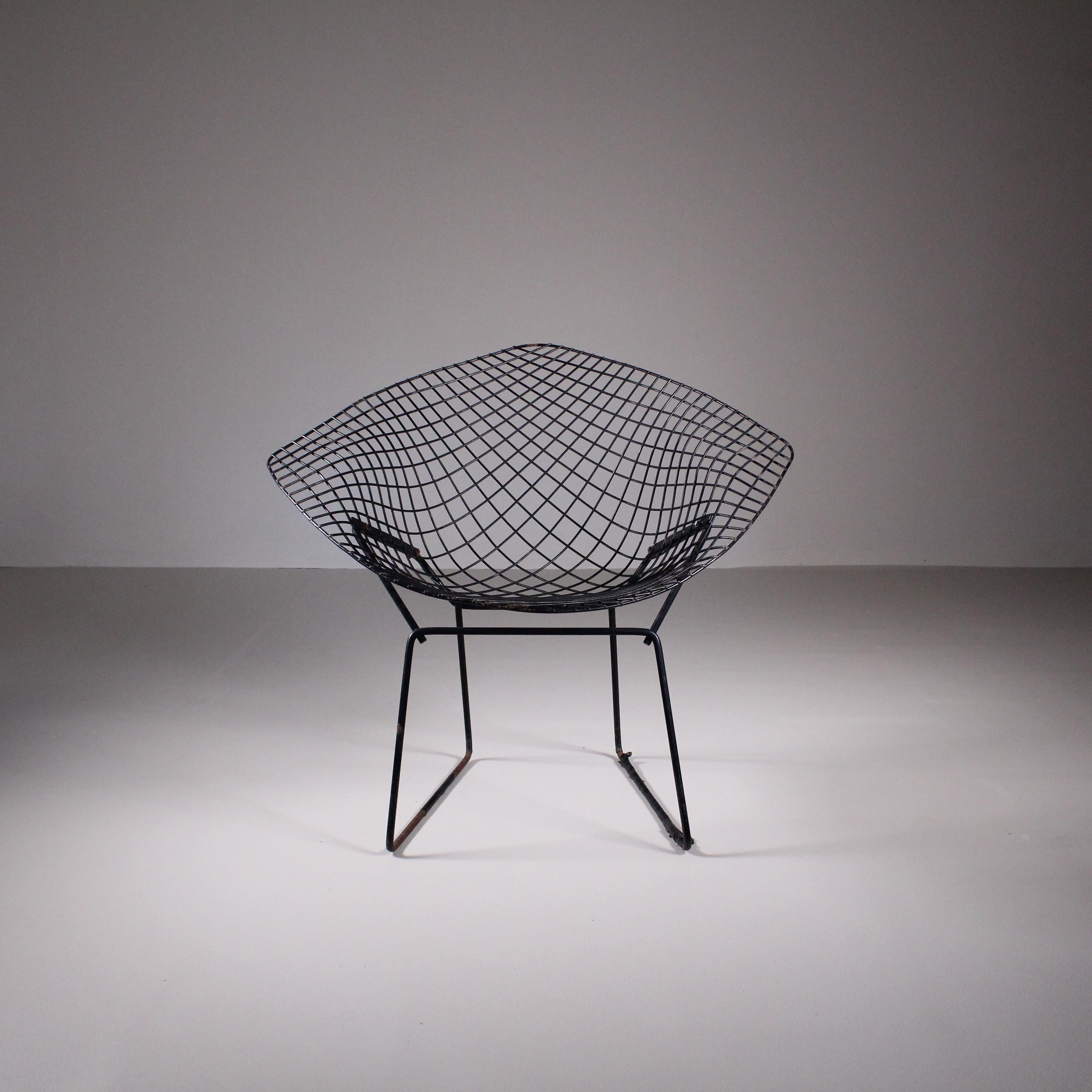 Set of 4 Diamond chairs, Harry Bertoia, Knoll International In Fair Condition For Sale In Milano, Lombardia
