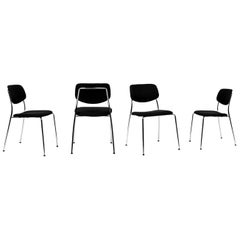 Set of 4, Dietiker Felber C14 Metal Dining Chair, Modular Design, Upholstered