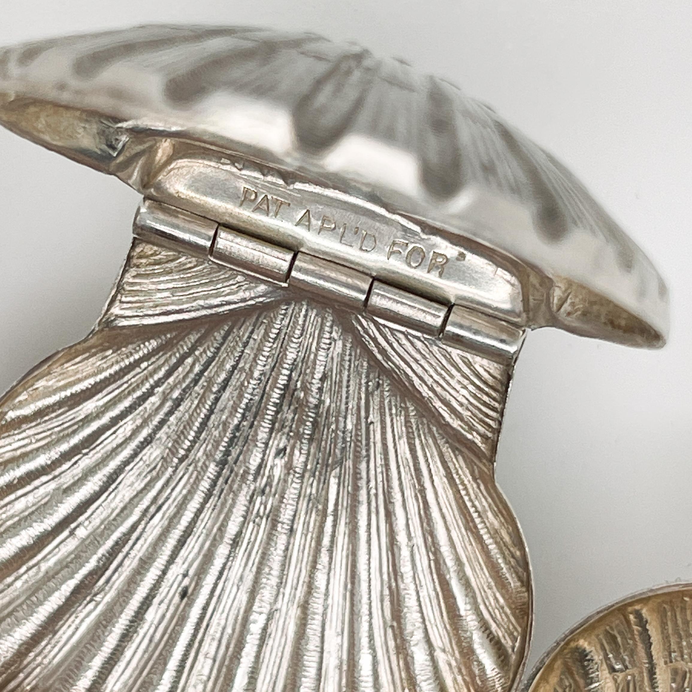 Set of 4 Diminutive Scallop Shaped Sterling Silver Sea Shell Hinged Boxes 5