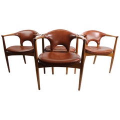 Vintage Set of 4 Dining Armchairs Attributed to Gunlocke
