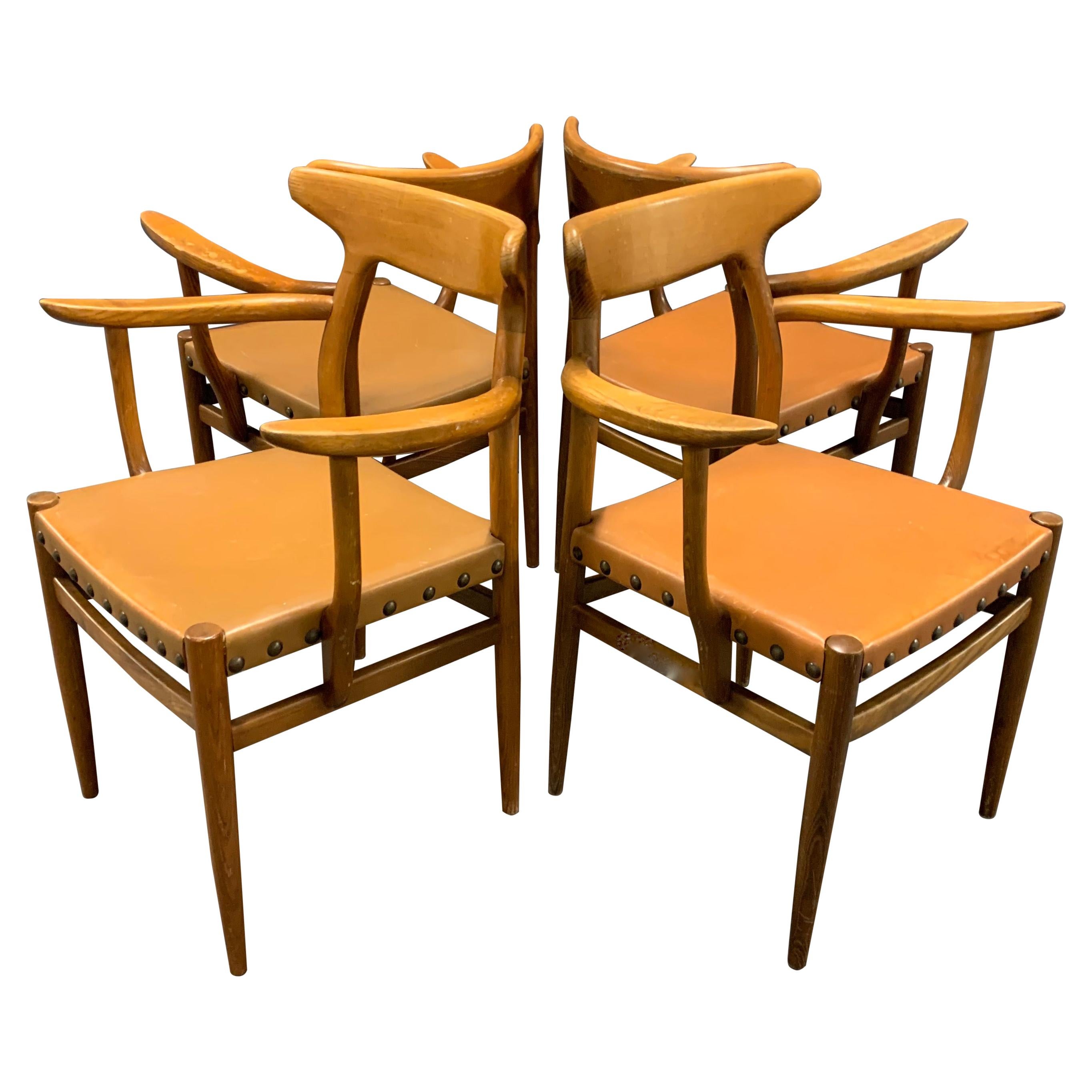 Set of 4 Dining Armchairs from France