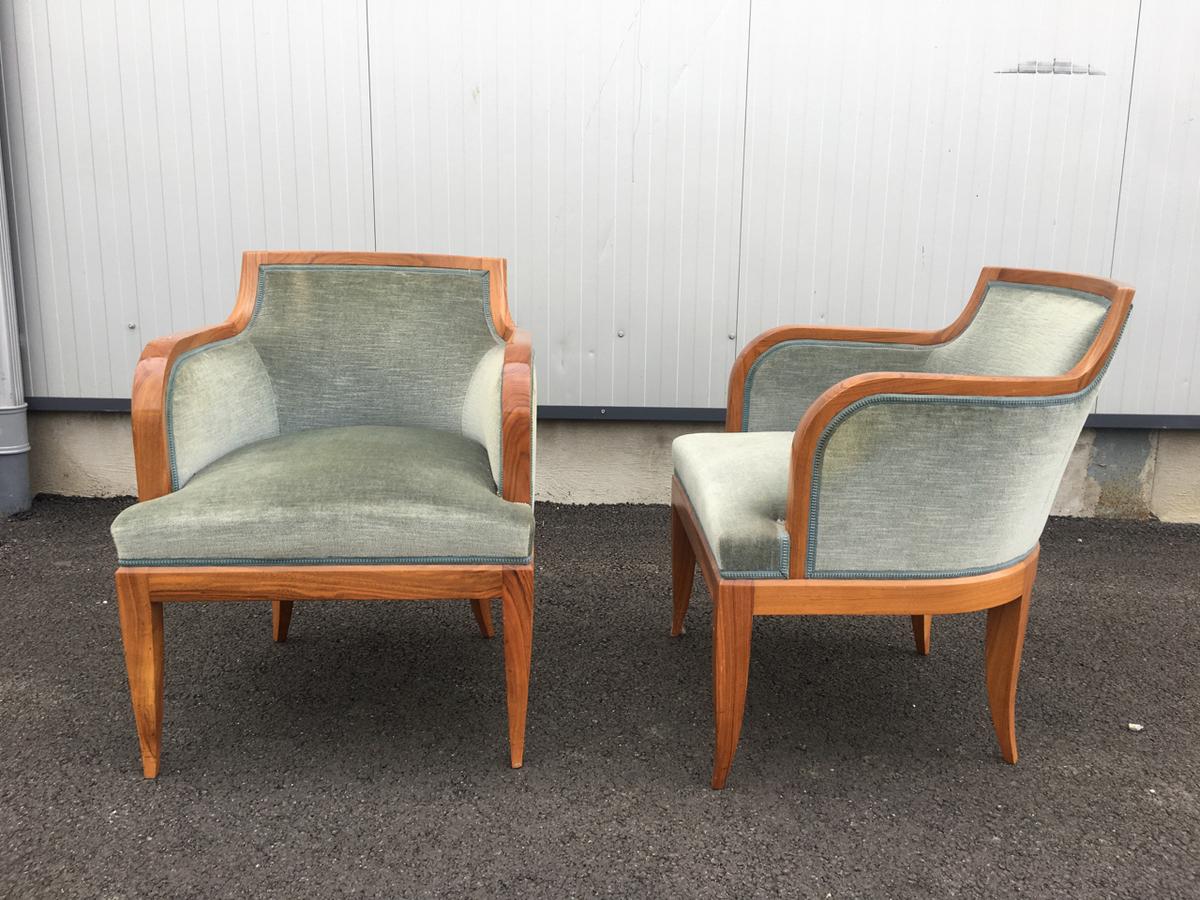 Art déco Ensemble de 4 chaises de salle à manger et 2 fauteuils en vente