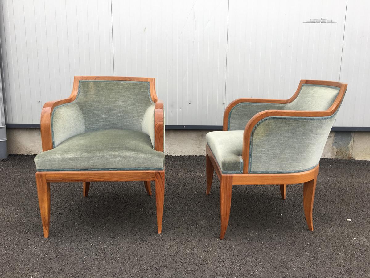 Français Ensemble de 4 chaises de salle à manger et 2 fauteuils en vente