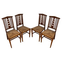 Used Set of 4 Dining Chairs, Art and Crafts With Heart Detail