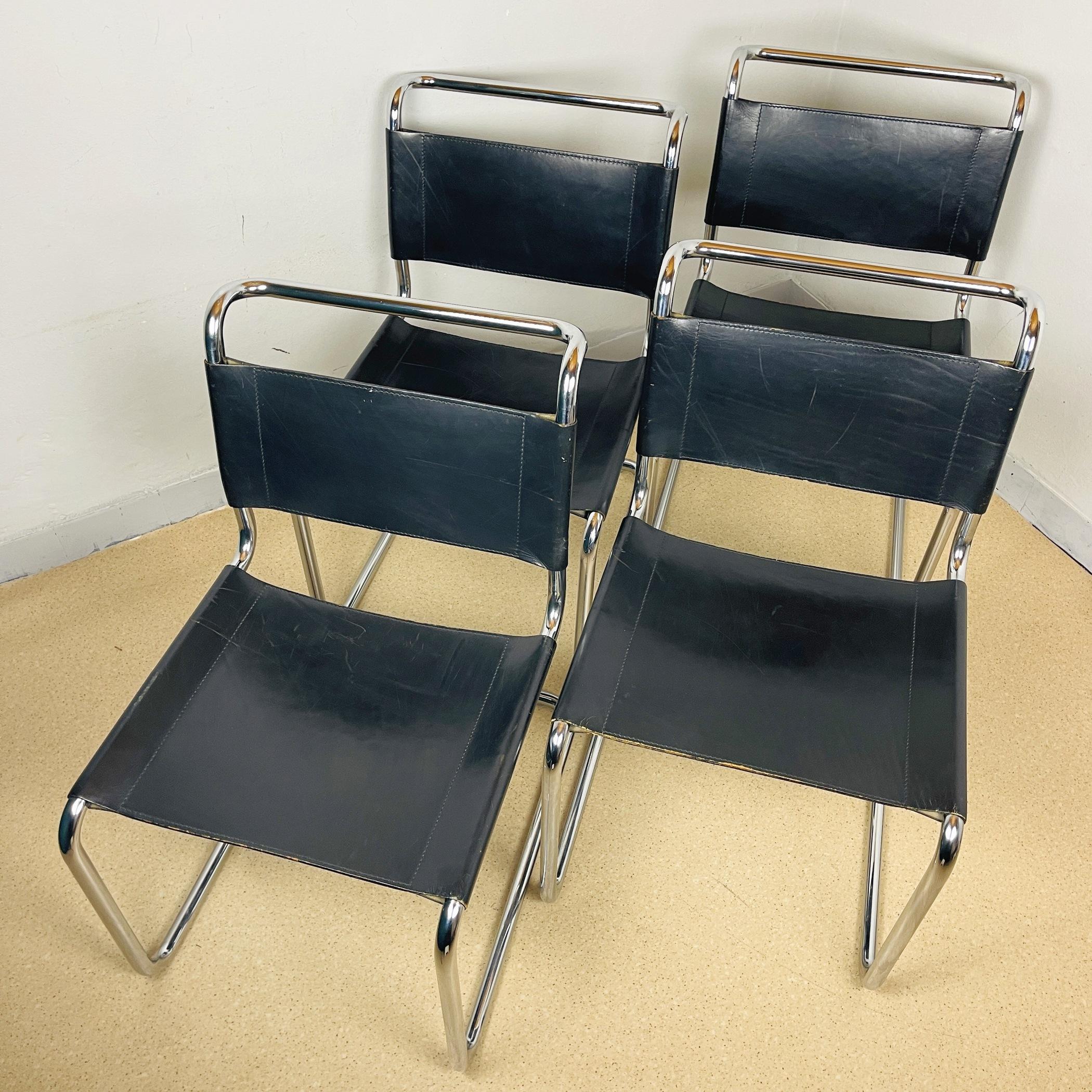 Set of 4 Dining Chairs B33 Design by Marcel Breuer, Italy 6