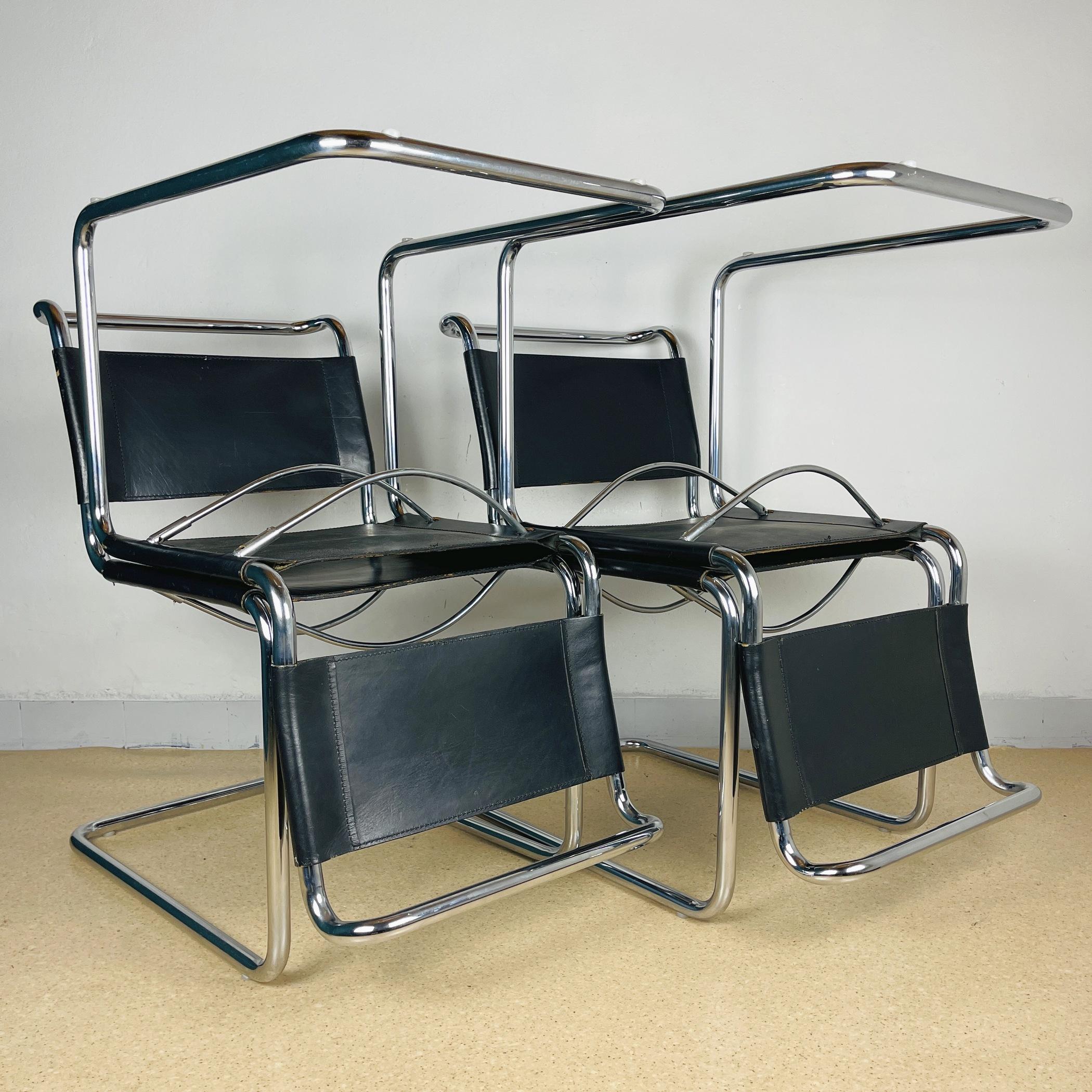 Set of 4 Dining Chairs B33 Design by Marcel Breuer, Italy In Good Condition In Miklavž Pri Taboru, SI