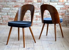 Set of 4 Dining Chairs by A. Šuman in Steel-Blue Velvet by Kvadrat, Midcentury