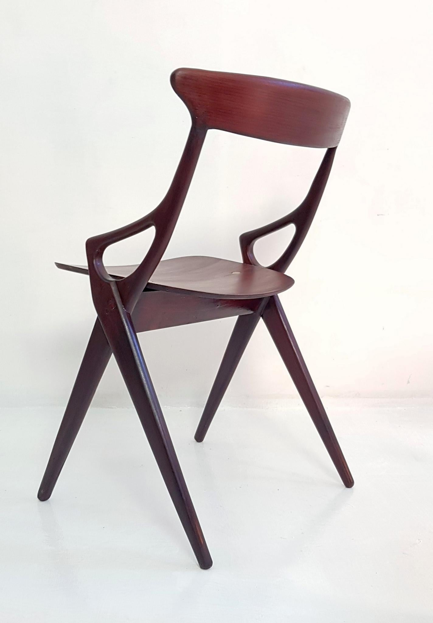 Set of 4 Dining Chairs by Arne Hovmand Olsen for Mogens Kold, Denmark, 1959 For Sale 1
