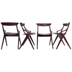 Set of 4 Dining Chairs by Arne Hovmand Olsen for Mogens Kold, Denmark, 1959