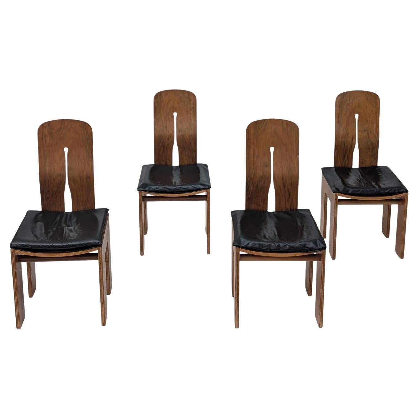 Set of 4 Dining Chairs by Carlo Scarpa for Bernini, 70s