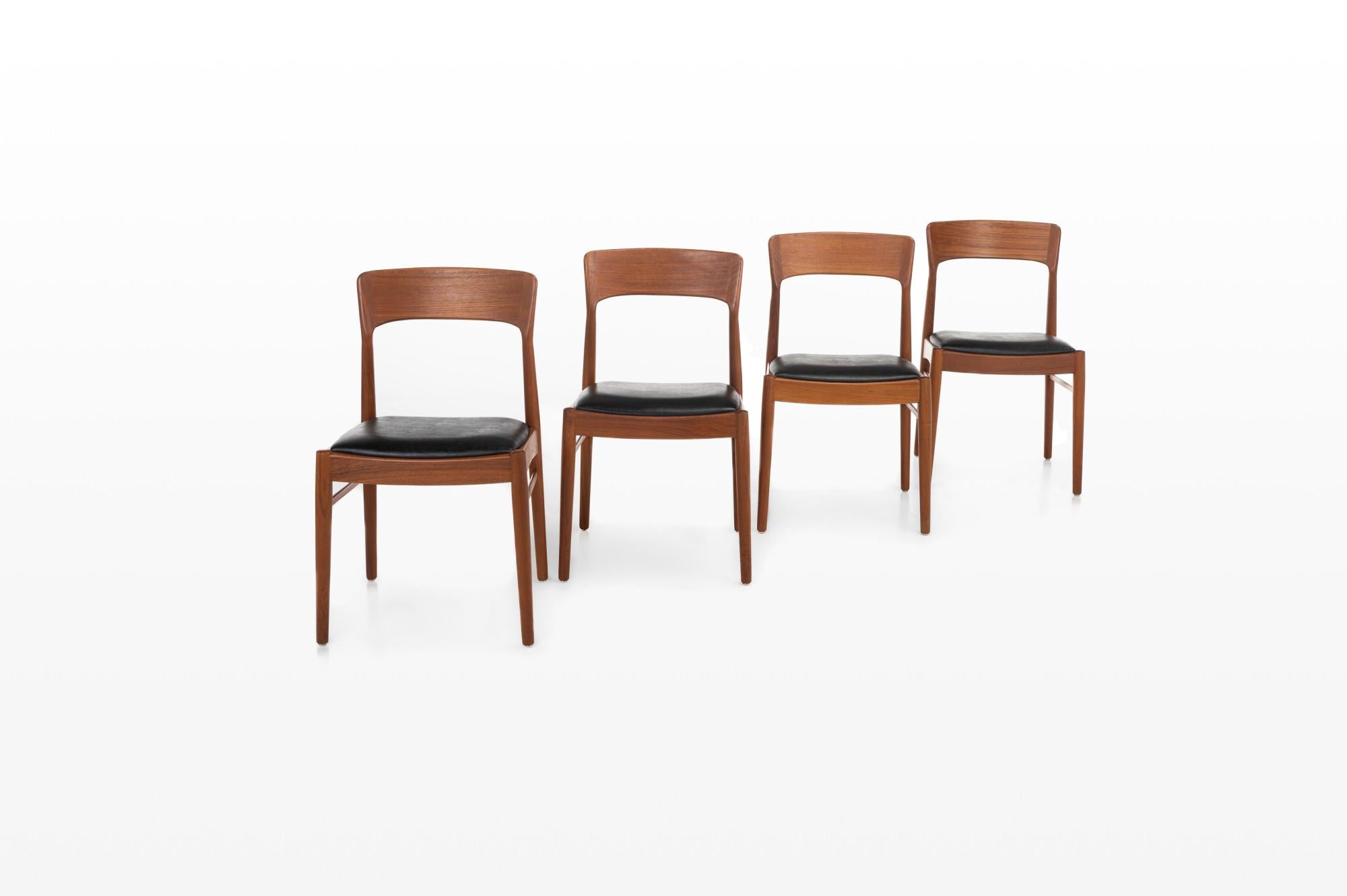 Mid-Century Modern Set of 4 Dining Chairs by Henning Kjaernulf for Ks Mobler, Denmark, 1960s