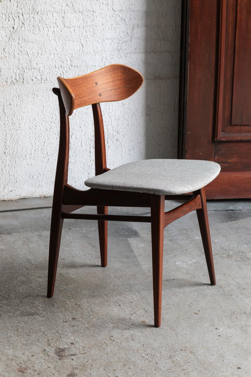Dutch Louis Van Teeffelen Set of 4 Dining Chairs, Model Kastrup, the Netherlands, 60s