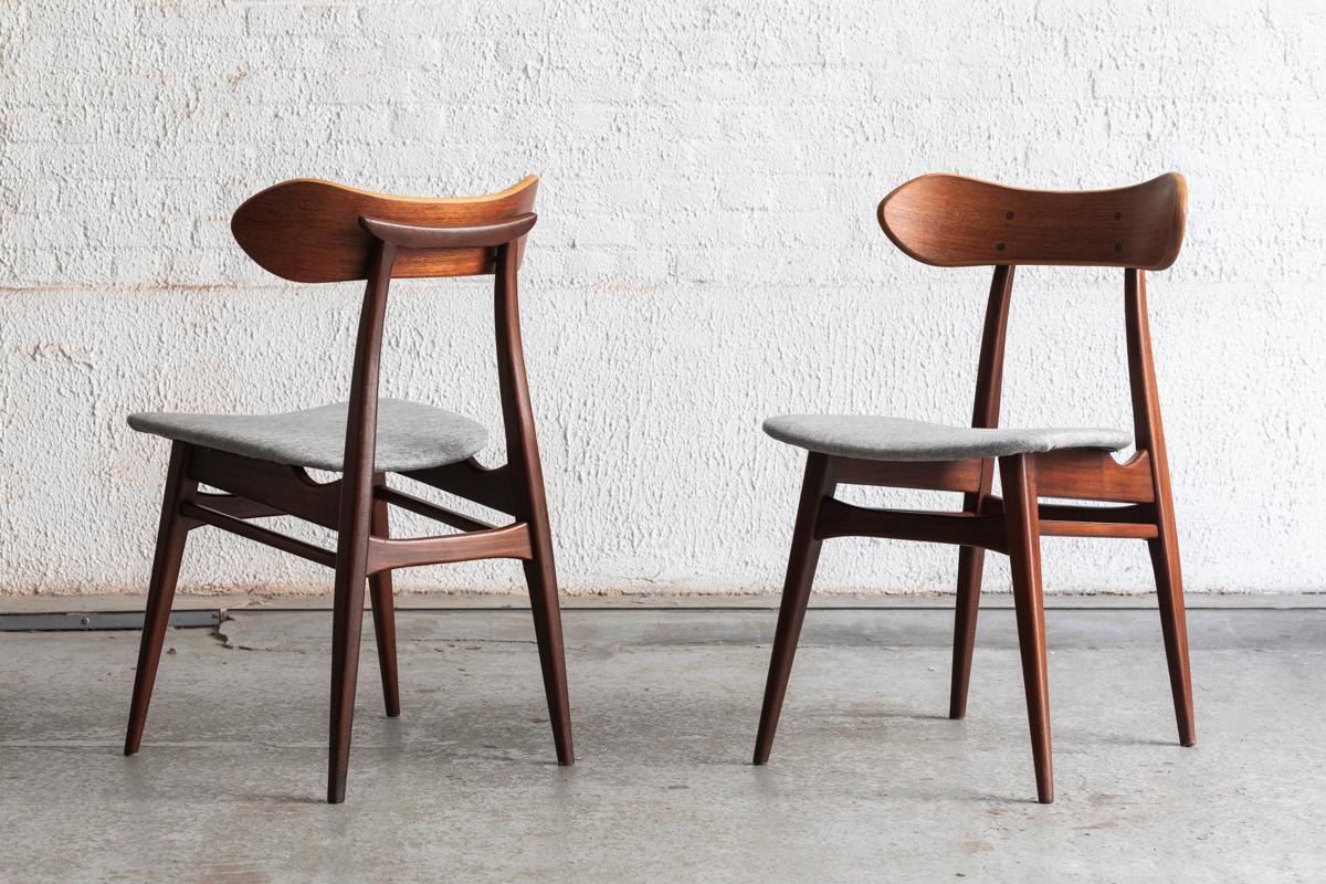 Fabric Louis Van Teeffelen Set of 4 Dining Chairs, Model Kastrup, the Netherlands, 60s