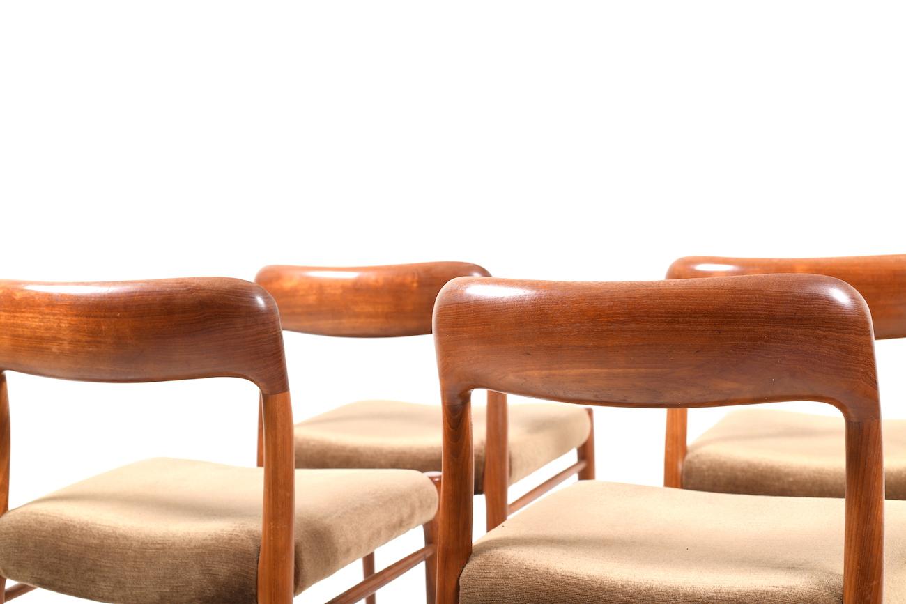 Mid-20th Century Set of 4 Dining Chairs by Niels O. Moller, Model 75, Denmark, 1960s For Sale
