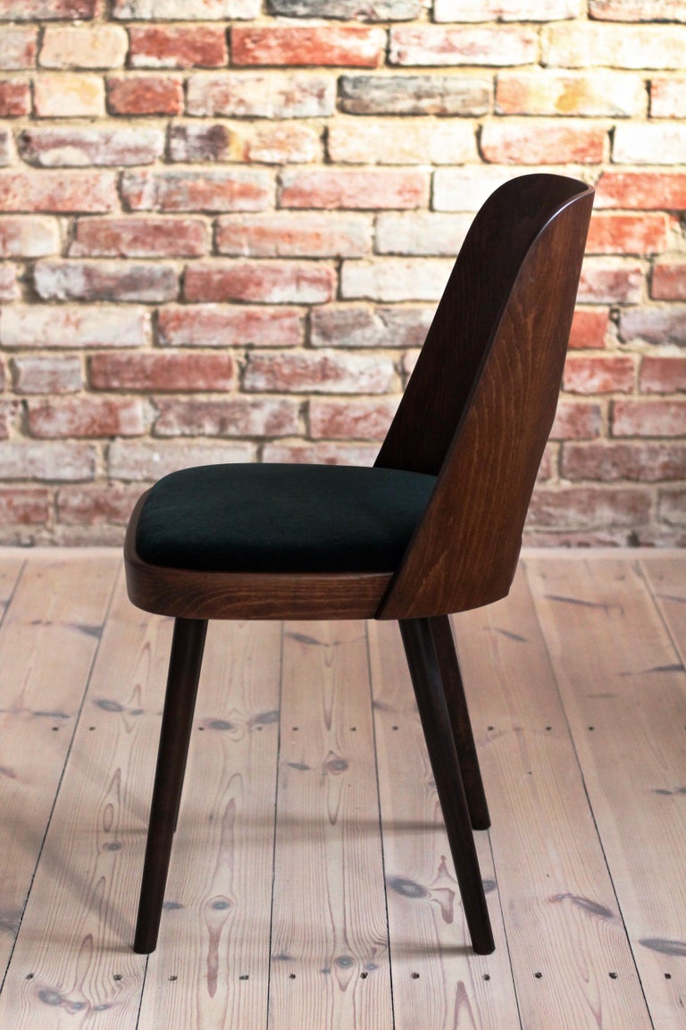Set of 4 Dining Chairs by Oswald Haerdtl in Green Velvet by Kvadrat