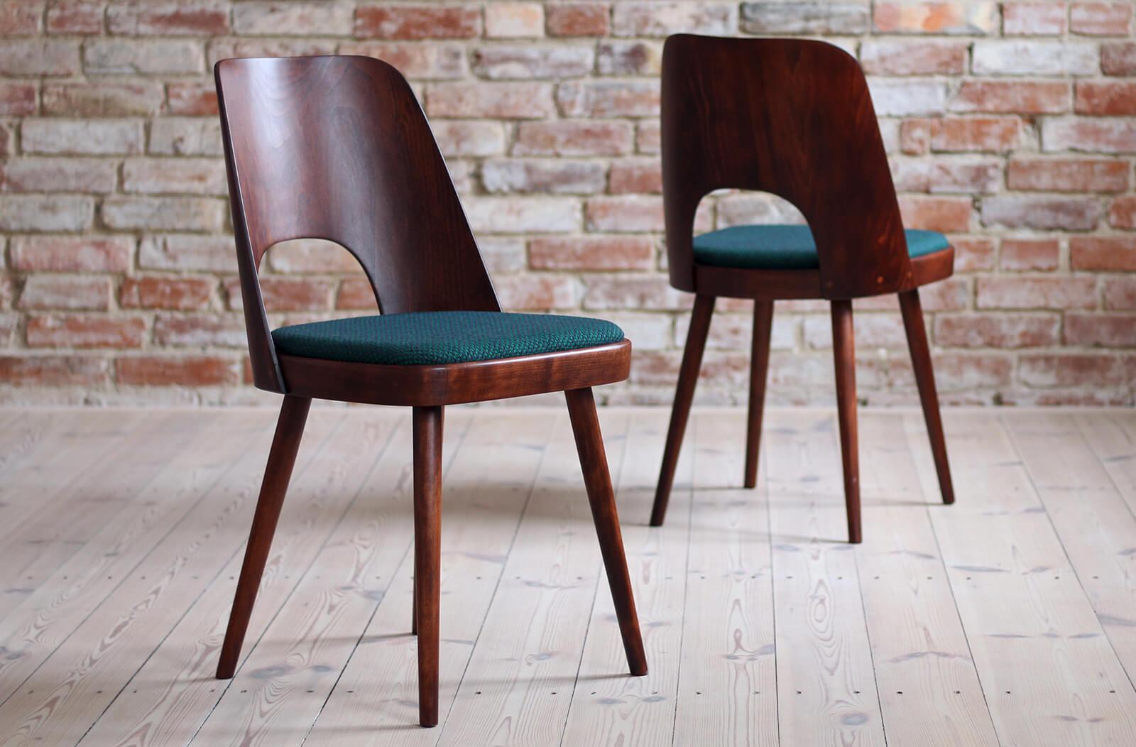 Czech Set of 4 Dining Chairs by Oswald Haerdtl, Reupholstered in Kvadrat For Sale