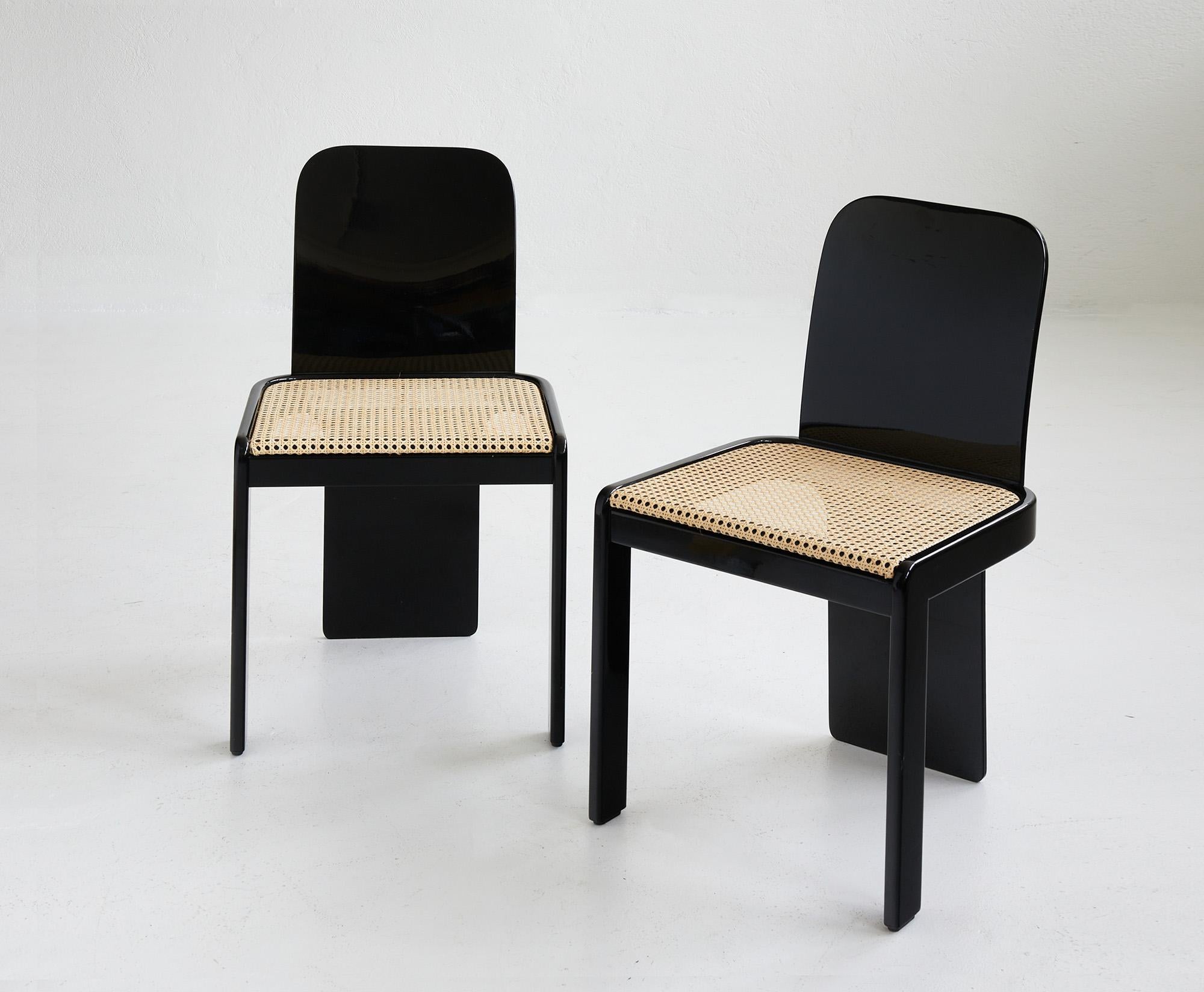 Modern Set of 4 dining chairs by Pierluigi Molinari for Pozzi Italy 1970