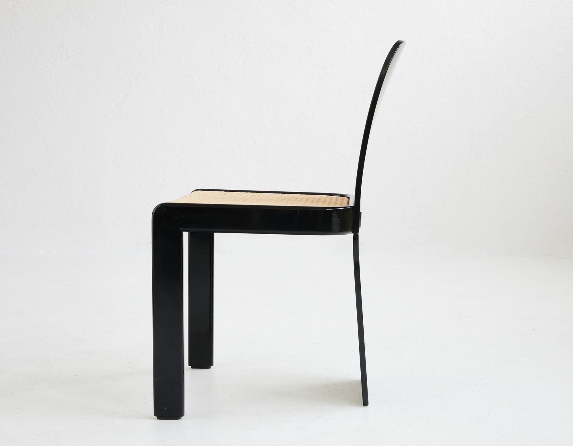 Lacquered Set of 4 dining chairs by Pierluigi Molinari for Pozzi Italy 1970