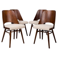 Ensemble de 4 chaises de salle à manger par R. Hofman pour Ton, modèle 514, années 1960, retapissées
