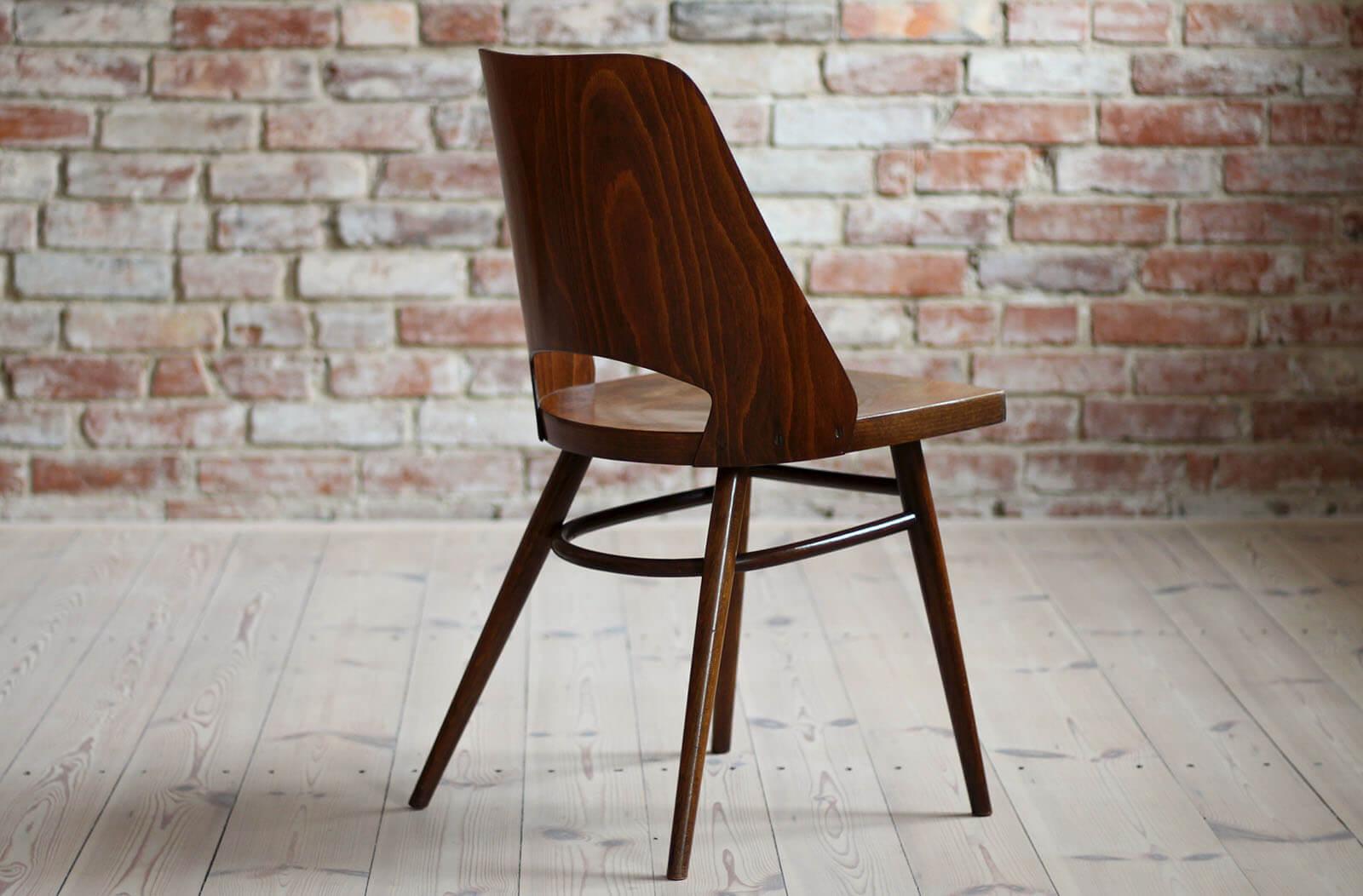 Set of 4 Dining Chairs by Radomir Hofman for TON, Model 514, Beech Veneer 3
