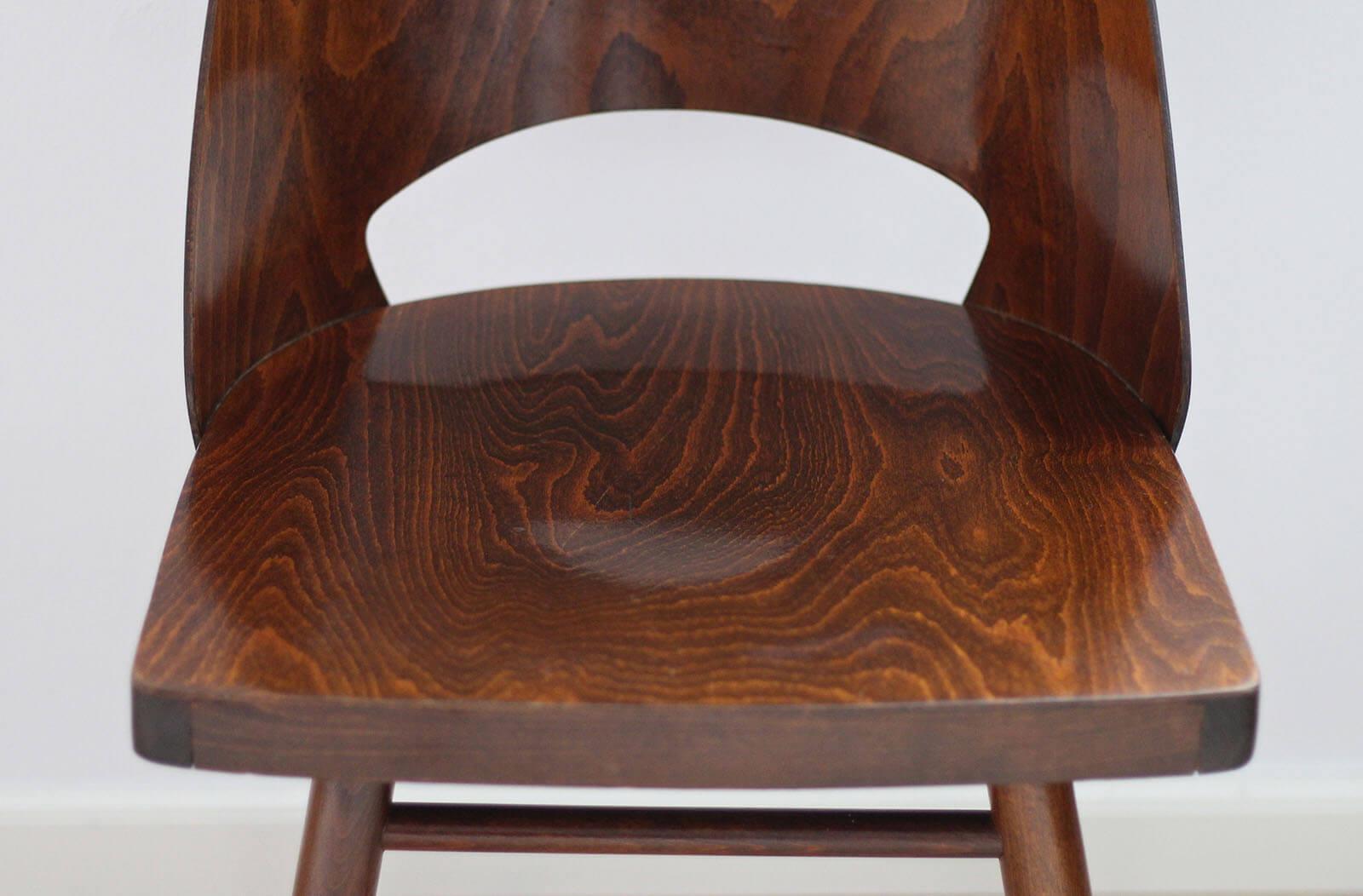 Set of 4 Dining Chairs by Radomir Hofman for TON, Model 514, Beech Veneer 8