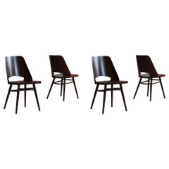 Set of 4 Dining Chairs by Radomir Hofman for TON, Model 514, Beech Veneer
