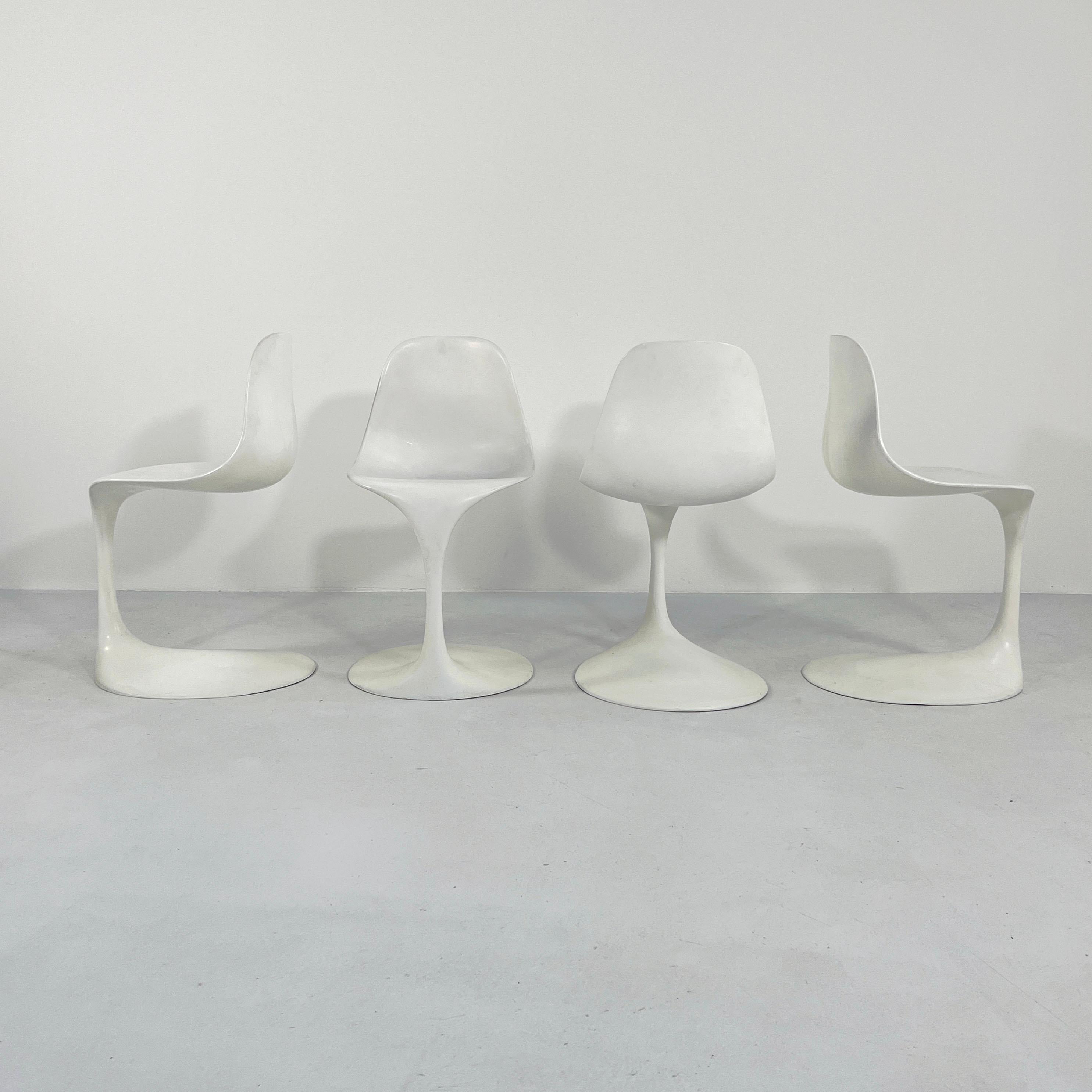 Fiberglass Set of 4 Dining Chairs by Rudi Bonzanini for Tecnosalotto, 1960s