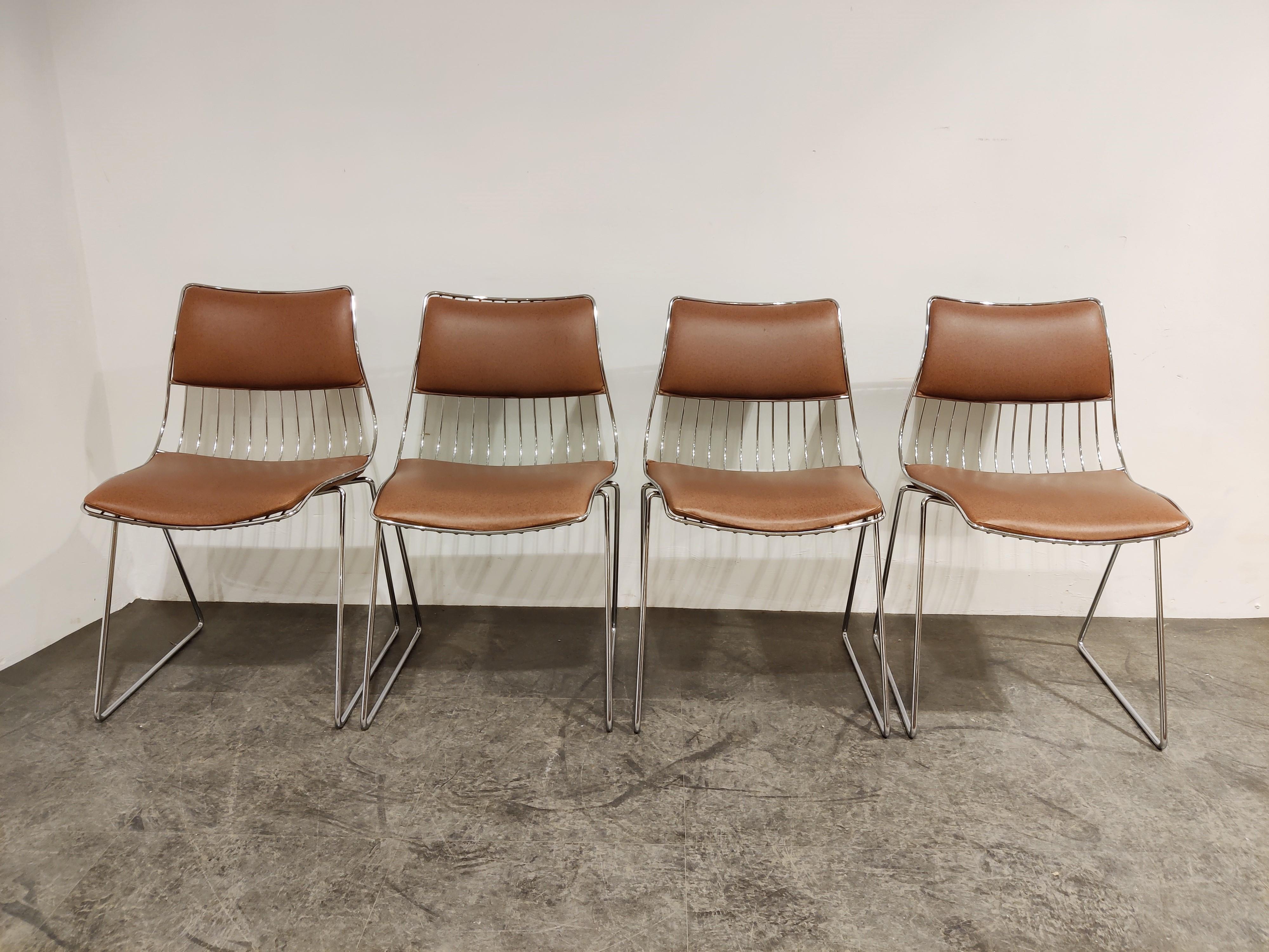 Space Age Set of 4 Dining Chairs by Rudi Verelst for Novalux, 1970s