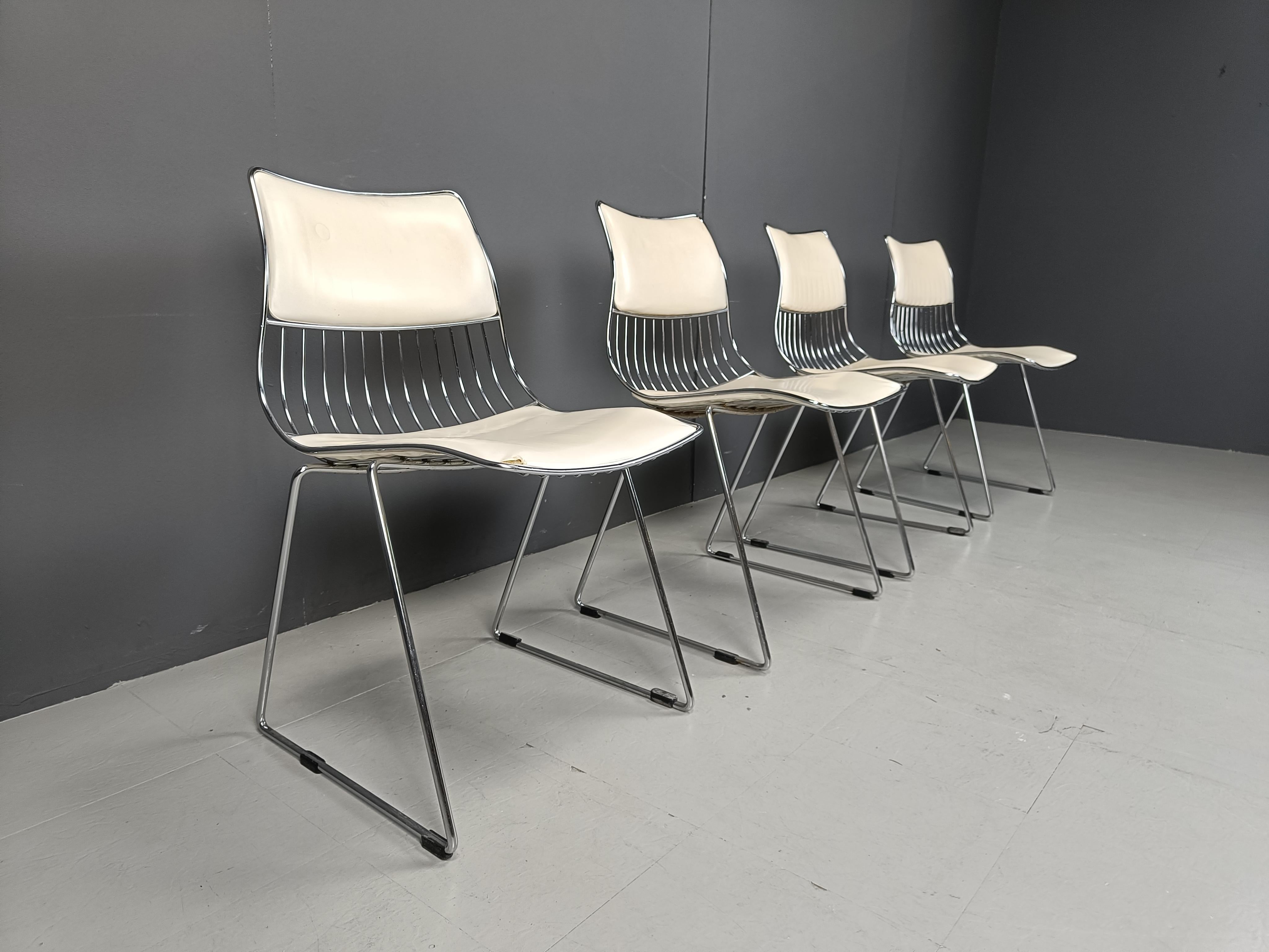 Juego de 4 sillas de comedor de Rudi Verelst para Novalux, años 70 finales del siglo XX en venta