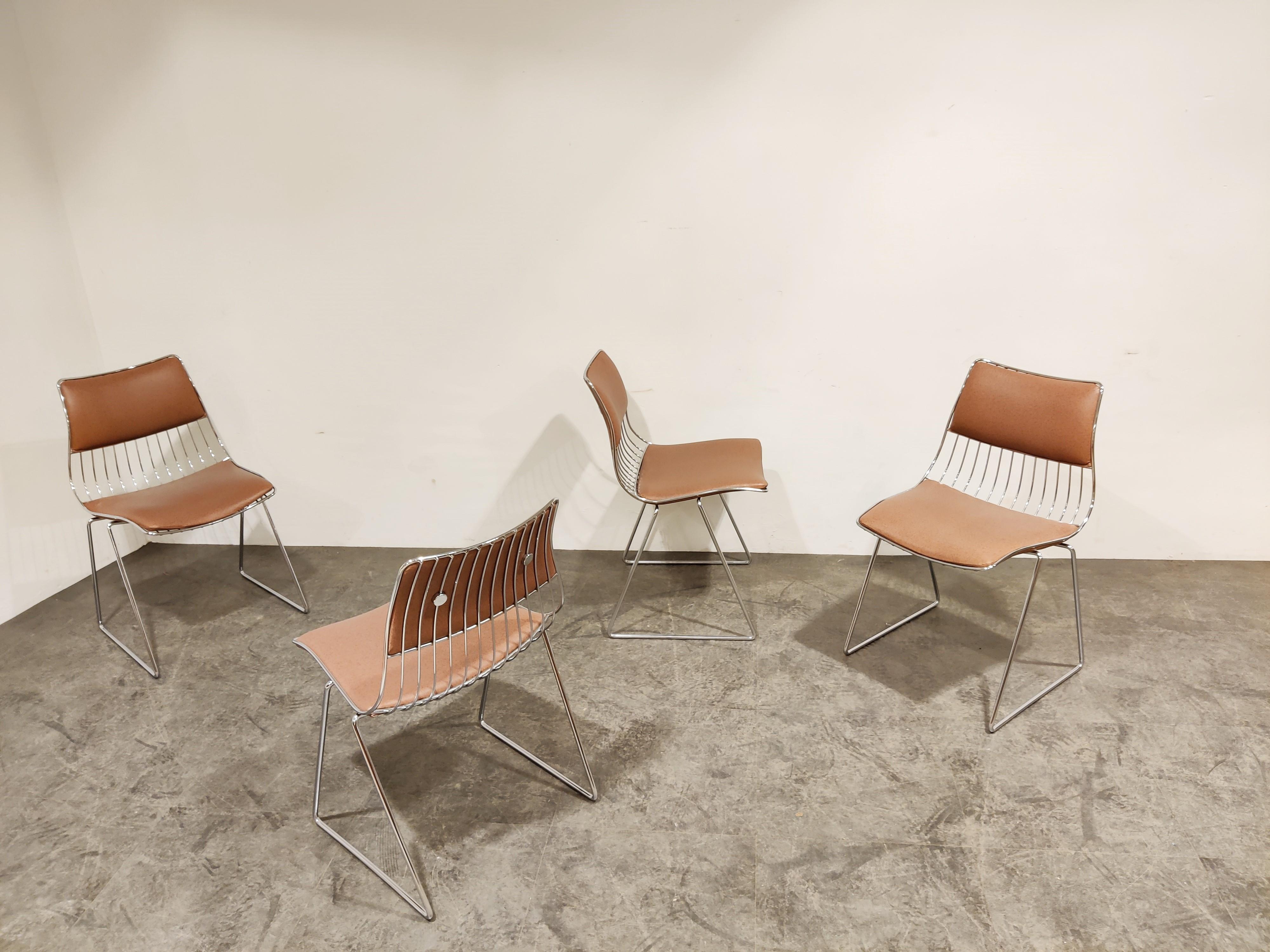 Faux Leather Set of 4 Dining Chairs by Rudi Verelst for Novalux, 1970s