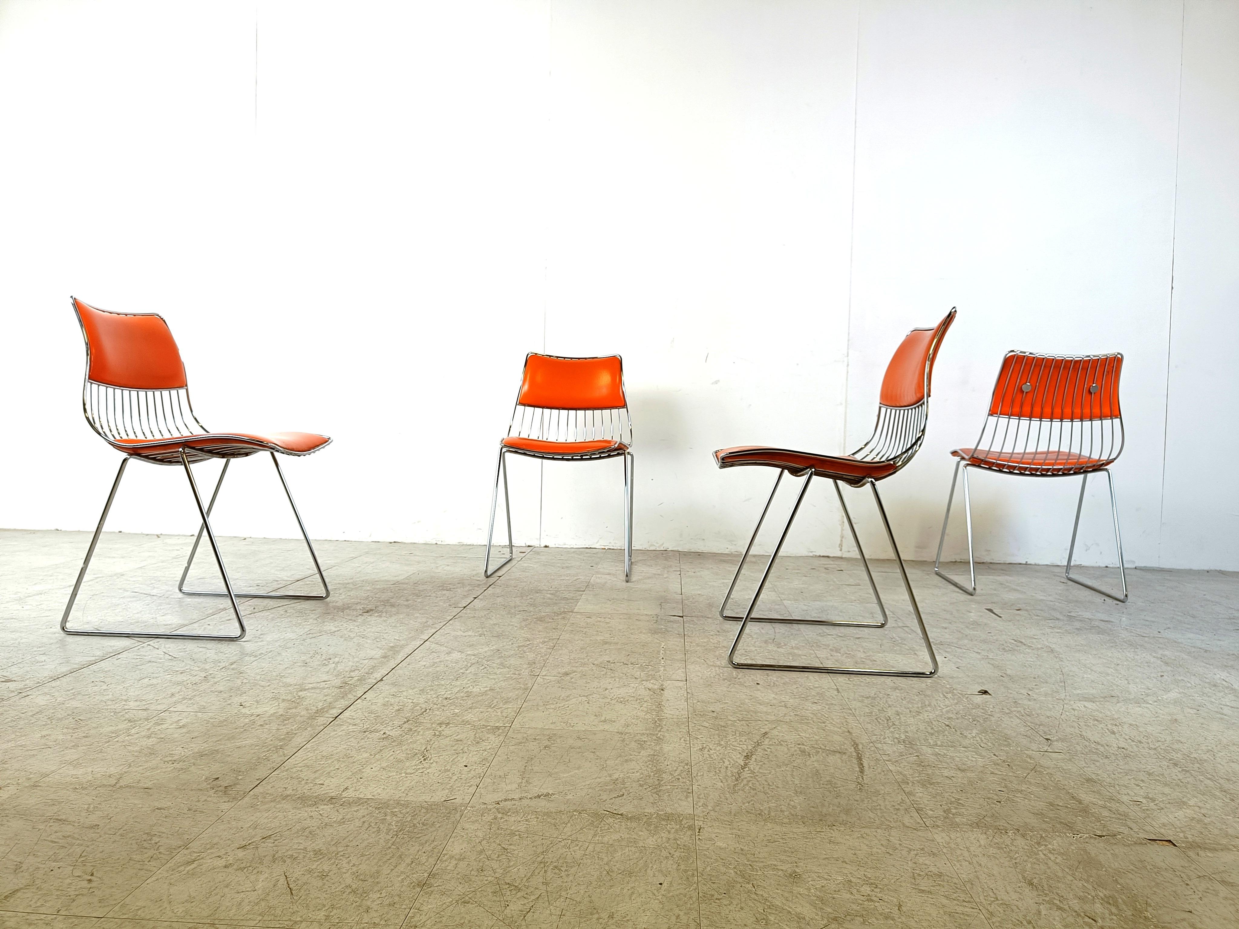 Faux Leather Set of 4 dining chairs by Rudi Verelst for Novalux, 1970s For Sale