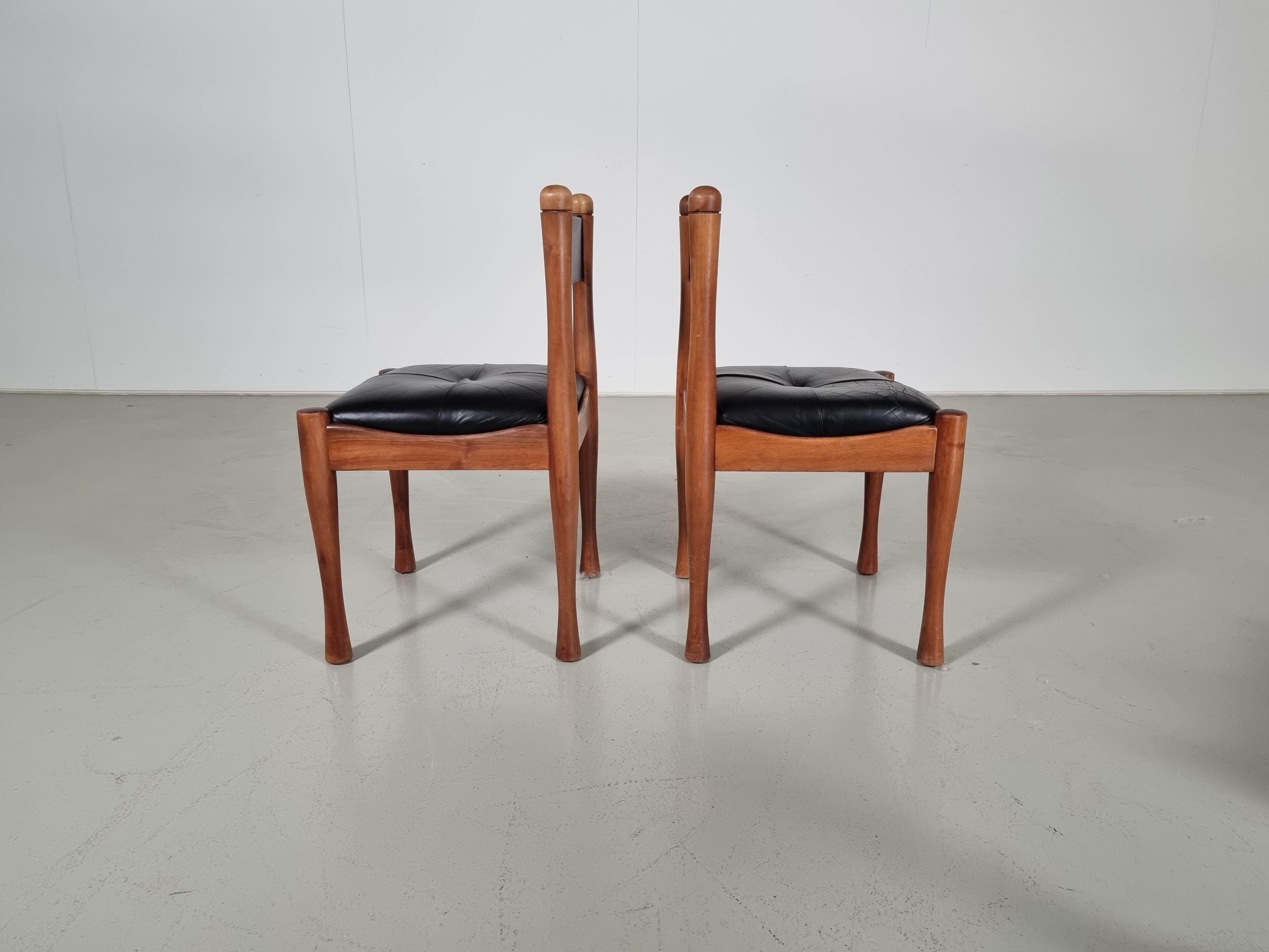 Mid-20th Century Set of 4  dining chairs by Silvio Coppola for Bernini, 1960s For Sale