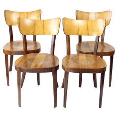 Retro Set Of 4 Dining Chairs By Tatra In Walnut, Czechoslovakia 1950s