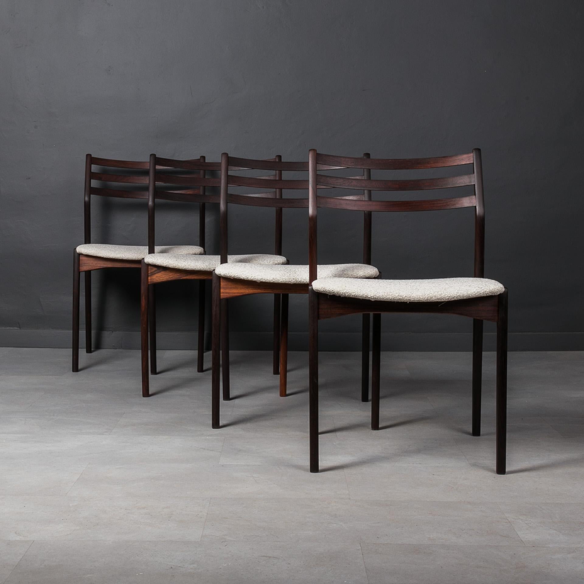 Scandinavian Modern Set of 4 Dining Chairs by Vestervig Eriksen, 1960s, Fully Renovated For Sale