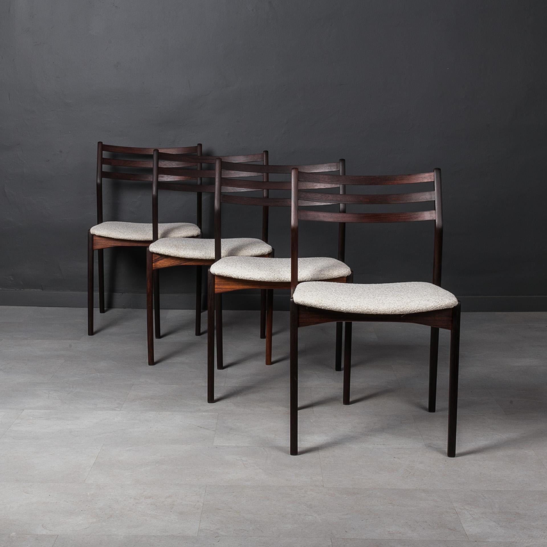 Danish Set of 4 Dining Chairs by Vestervig Eriksen, 1960s, Fully Renovated