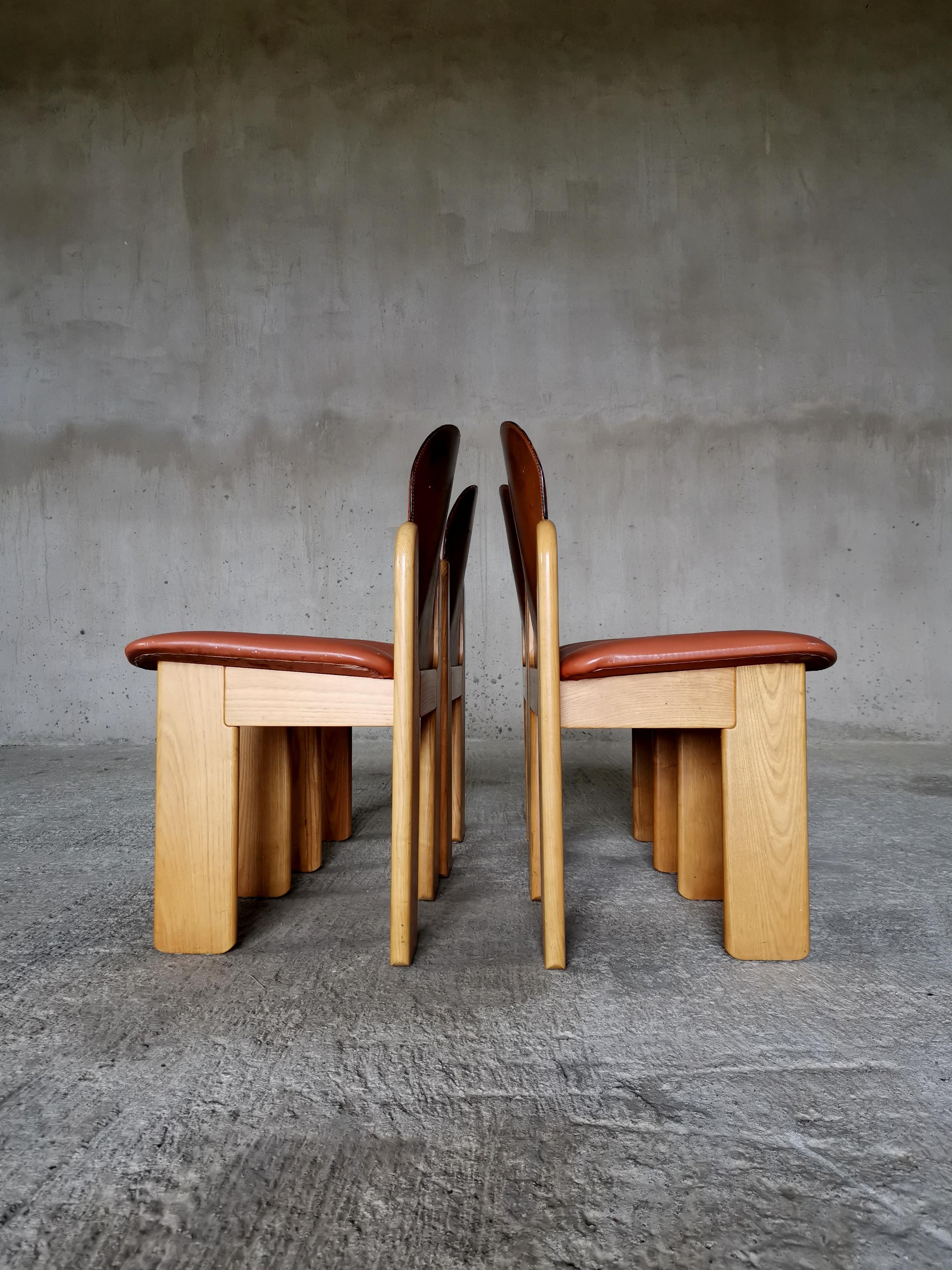 Ensemble de 4 chaises de salle à manger design Silvio Coppola pour Fratelli Montina, Italie, années 1970 en vente 4