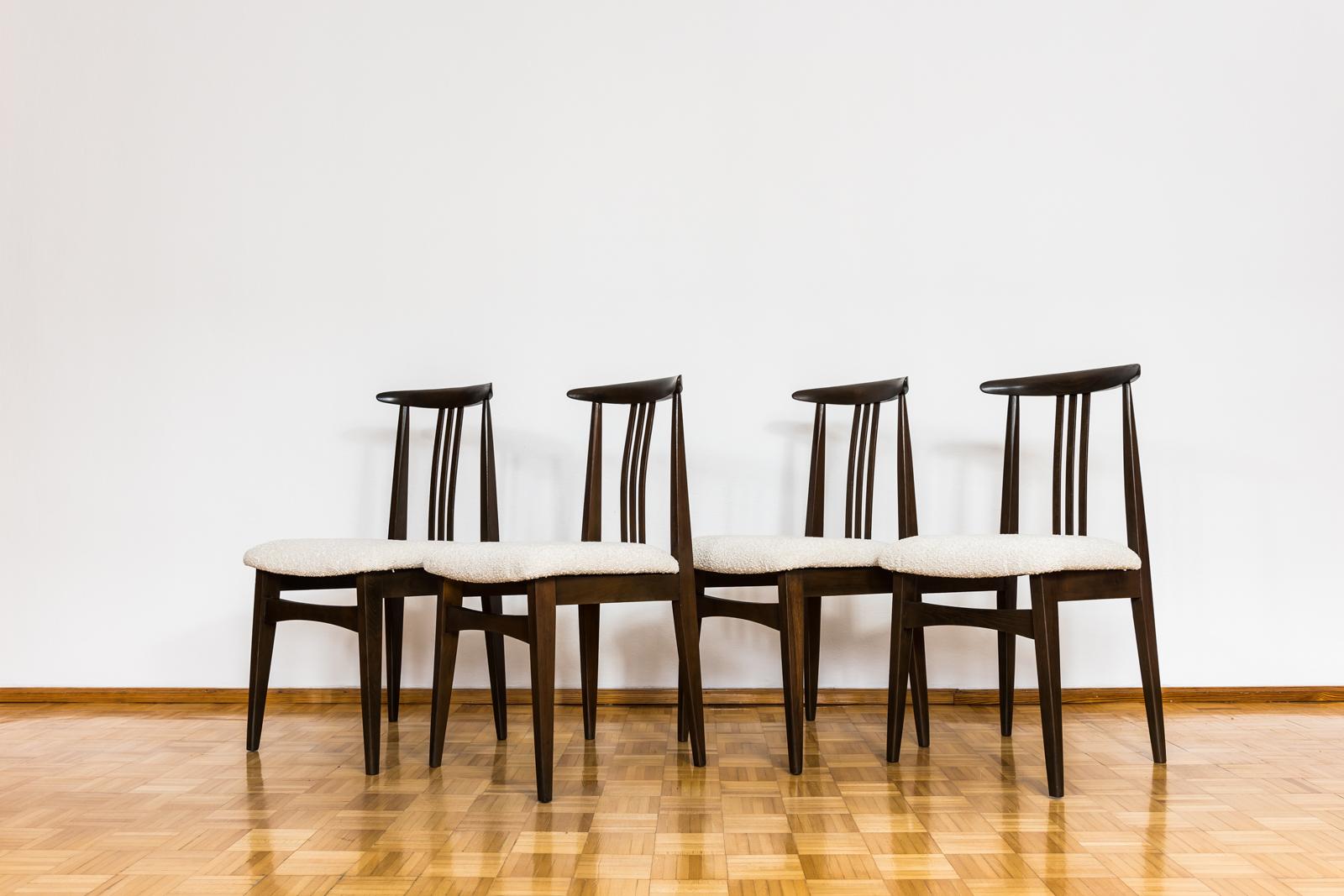 Mid-Century Modern Set of 4, Dining Chairs by M. Zieliński, 1960s For Sale