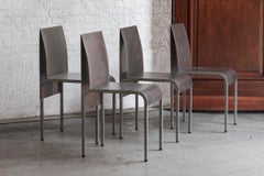 Set of 4 Dining Chairs in Bent Aluminum, Belgian design, 1980's