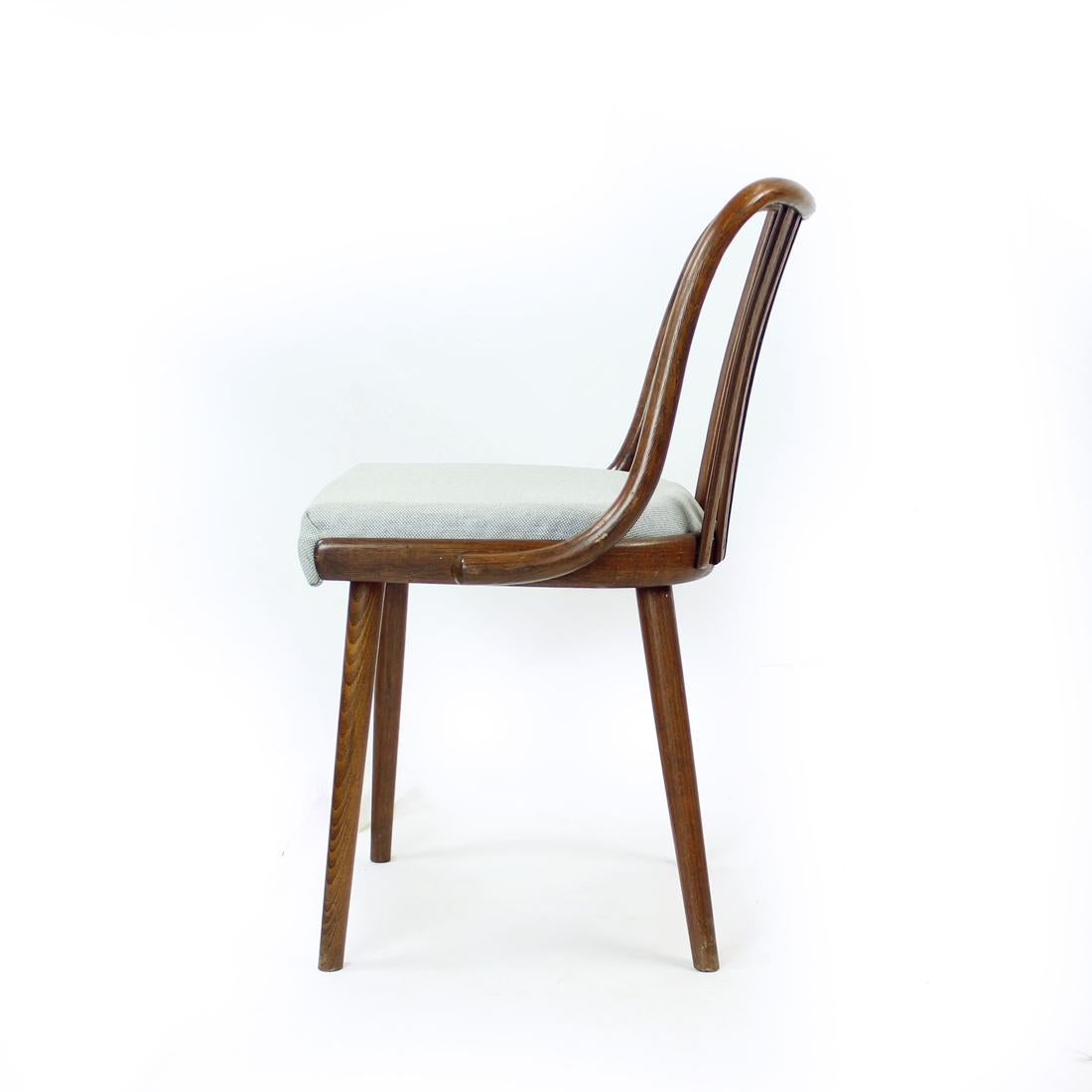 Set Of 4 Dining Chairs In Bent Dark Oak By Jitona, Czechoslovakia 1960s For Sale 7
