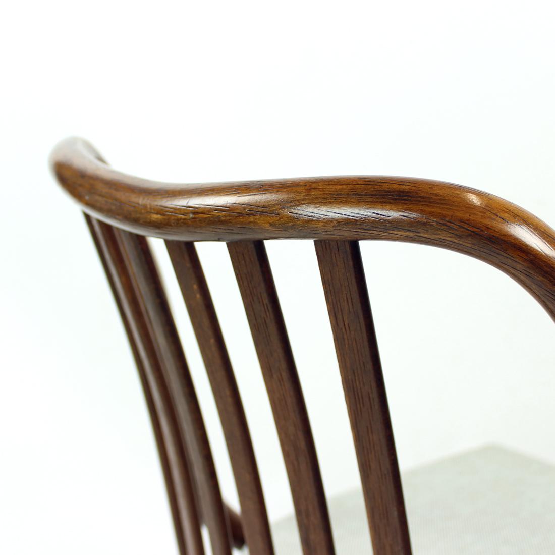 Set Of 4 Dining Chairs In Bent Dark Oak By Jitona, Czechoslovakia 1960s For Sale 9
