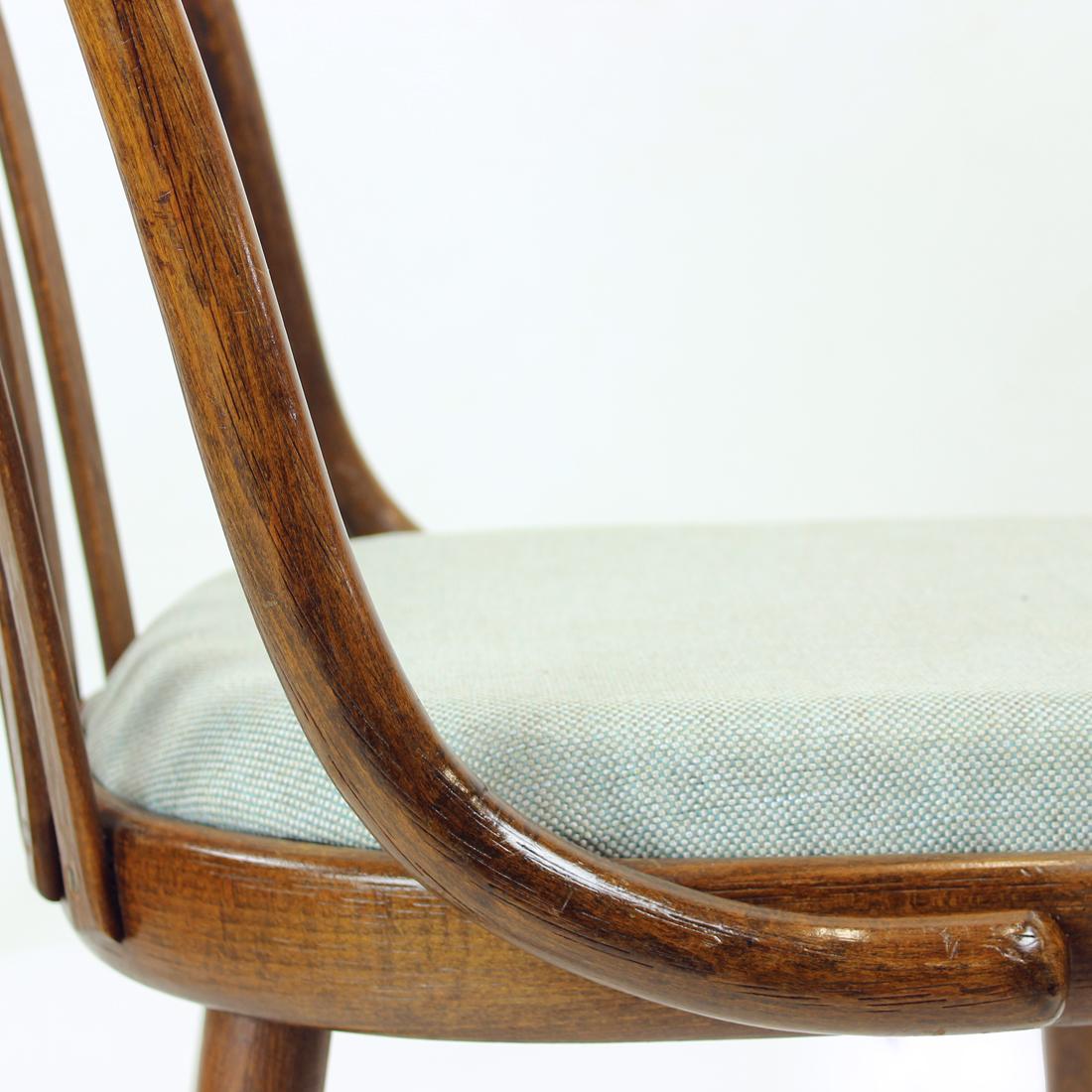 Set Of 4 Dining Chairs In Bent Dark Oak By Jitona, Czechoslovakia 1960s In Excellent Condition For Sale In Zohor, SK