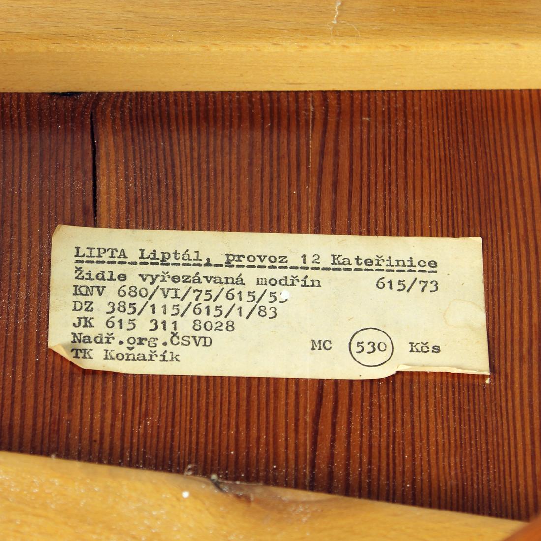 Satz von 2 Esszimmerstühlen im Volksdesign, Tschechoslowakei, 1973 im Angebot 12