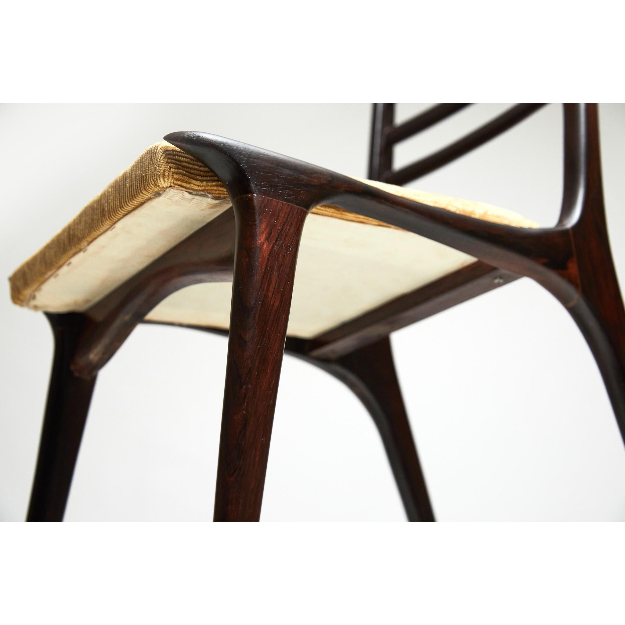 Mid-Century Modern Set of two Chairs in Hardwood & Beige Linen by Carlo Hauner 7
