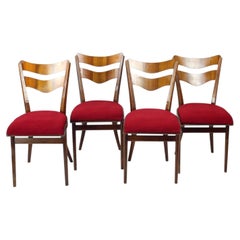 Set Of 4 Dining Chairs In Oak & Walnut, Czechoslovakia 1960s