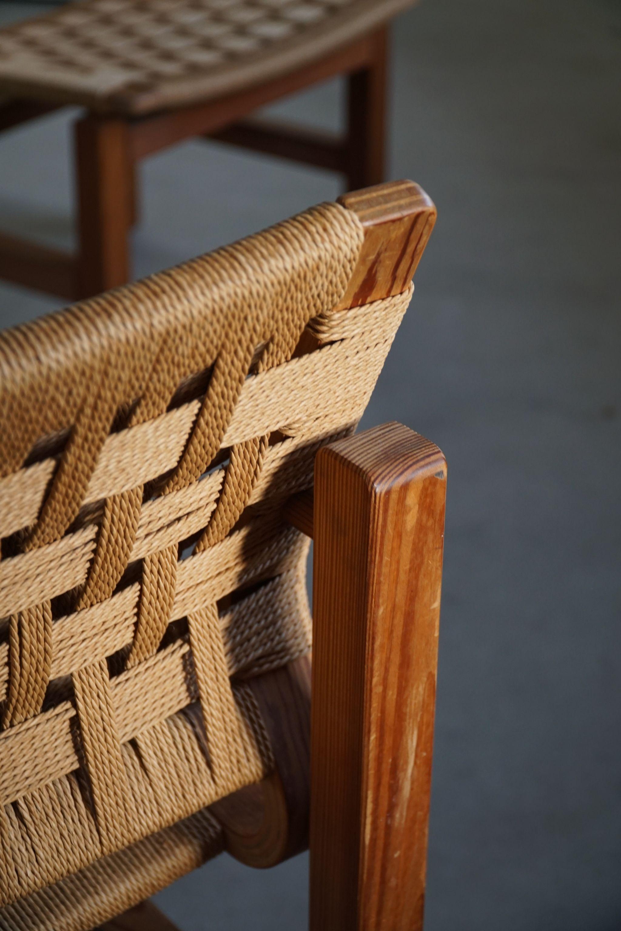 Set of 4 Dining Chairs in Pitch Pine & Papercord, Danish Modern by Vagn Fuglsang 8