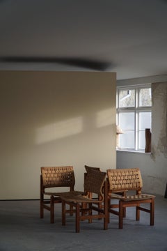 Set of 4 Dining Chairs in Pitch Pine & Papercord, Danish Modern by Vagn Fuglsang