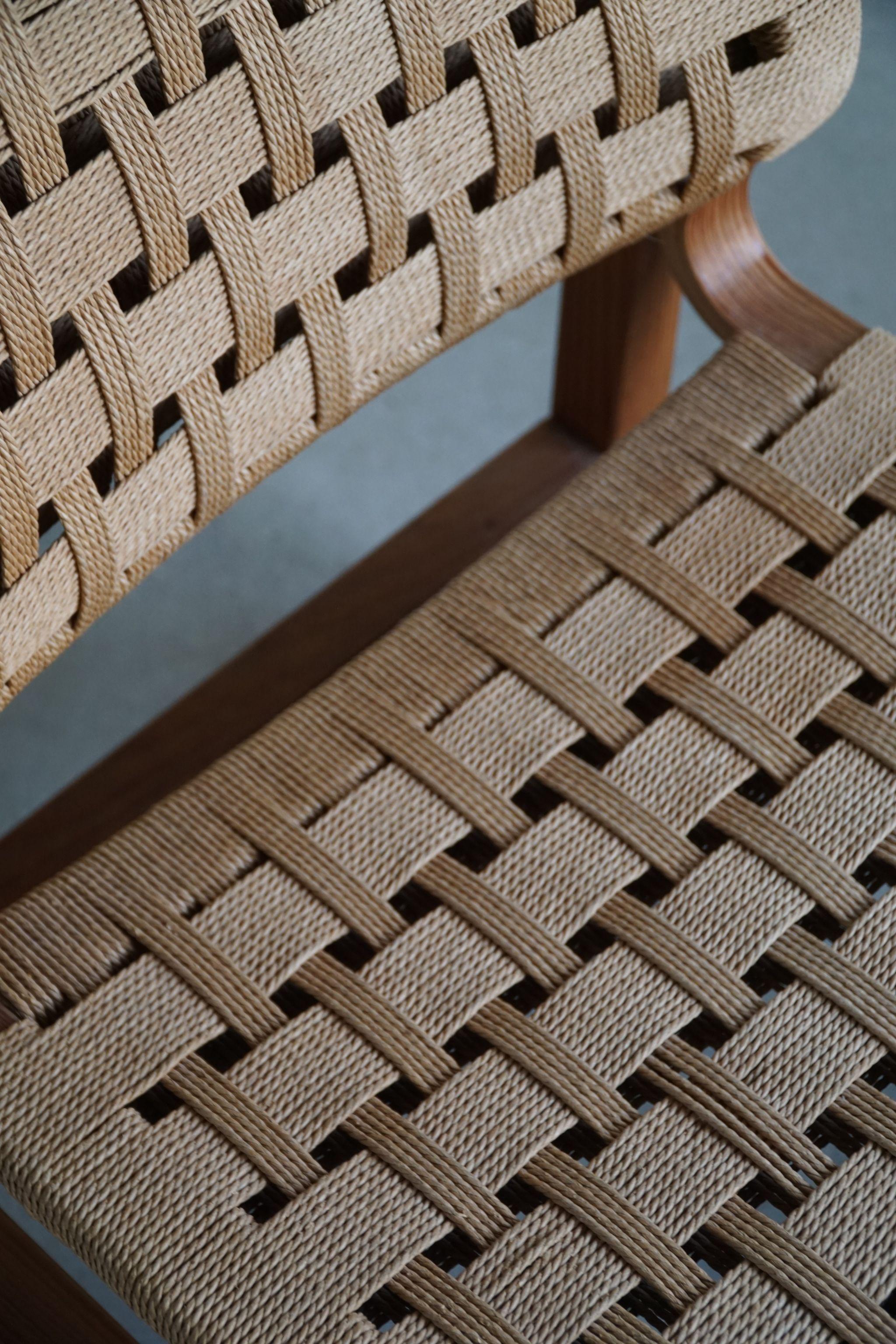 Set of 4 Dining Chairs in Pitch Pine & Papercord, Danish Modern by Vagn Fuglsang 2